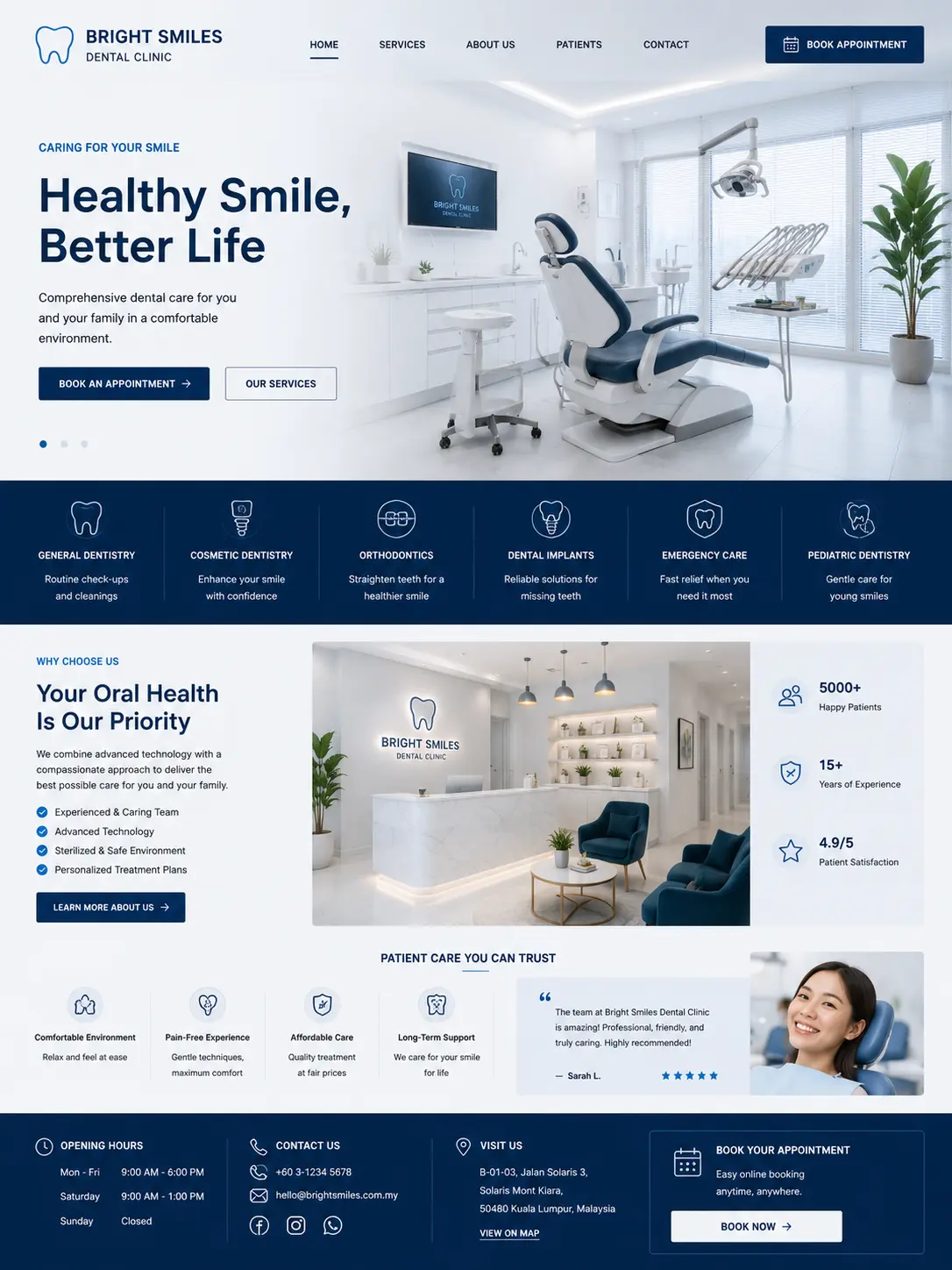 Bright Smiles Dental Clinic homepage overview